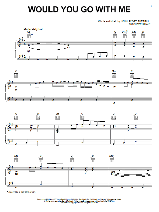 Josh Turner Would You Go With Me sheet music notes and chords arranged for Piano, Vocal & Guitar Chords (Right-Hand Melody)