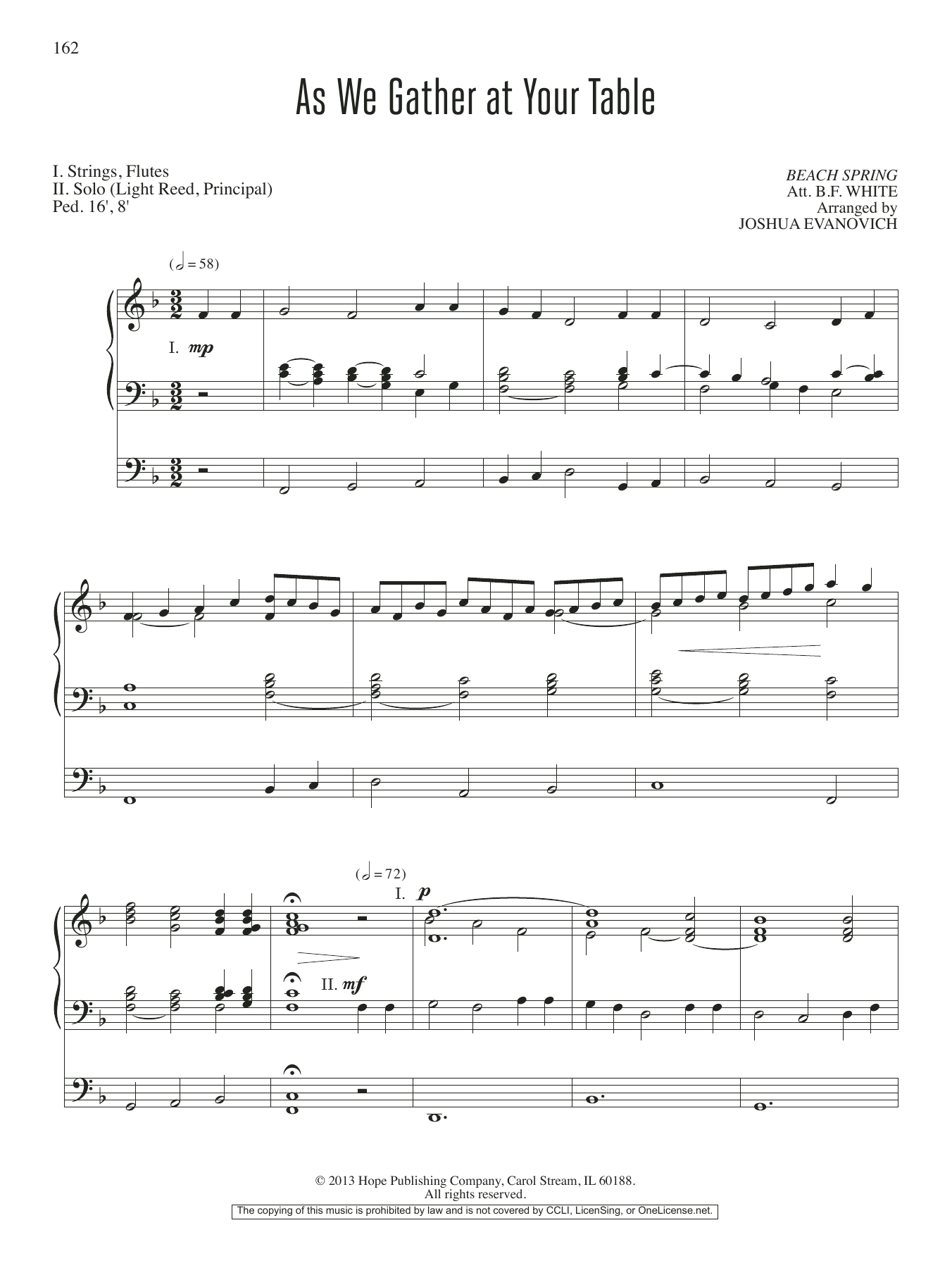 Joshua Evanovich As We Gather at Your Table sheet music notes and chords arranged for Organ