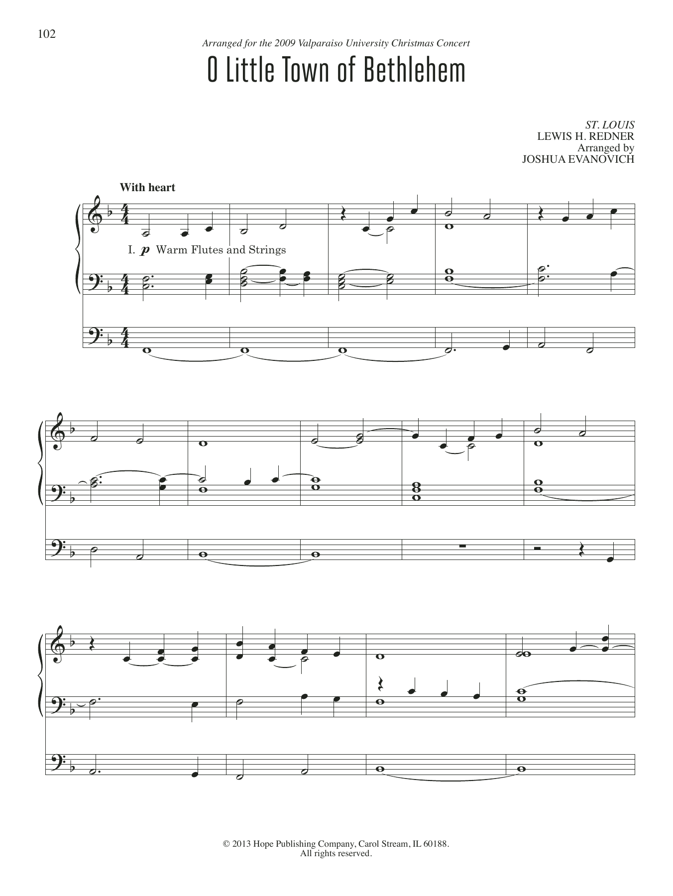Joshua Evanovich O Little Town of Bethlehem sheet music notes and chords arranged for Organ