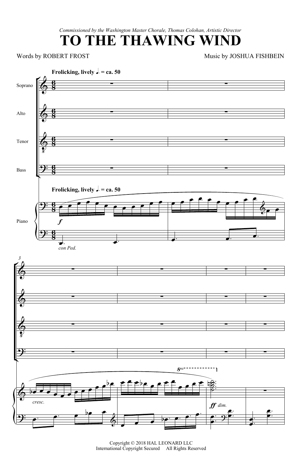 Joshua Fishbein To The Thawing Wind sheet music notes and chords arranged for SATB Choir