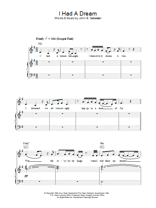Joss Stone I Had A Dream sheet music notes and chords arranged for Piano, Vocal & Guitar Chords
