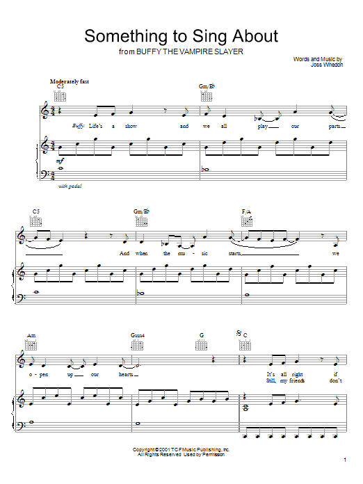 Joss Whedon Something To Sing About sheet music notes and chords arranged for Piano, Vocal & Guitar Chords (Right-Hand Melody)