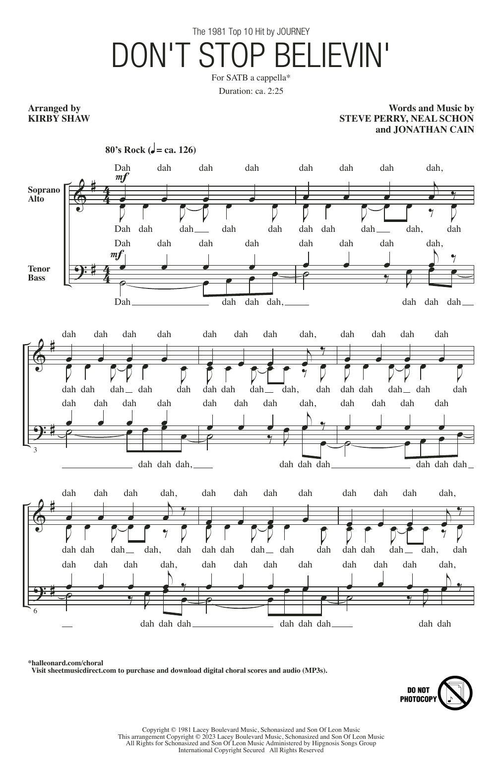 Journey Don't Stop Believin' (arr. Kirby Shaw) sheet music notes and chords arranged for SATB Choir