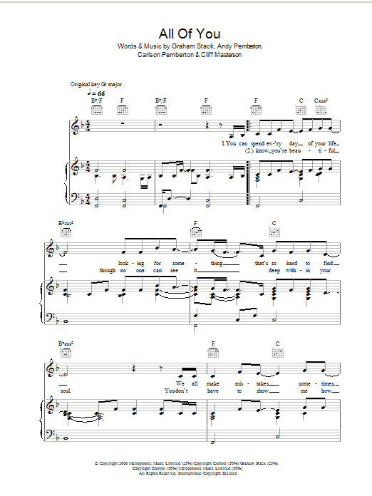 Journey South All Of You sheet music notes and chords arranged for Piano, Vocal & Guitar Chords