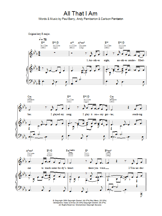 Journey South All That I Am sheet music notes and chords arranged for Piano, Vocal & Guitar Chords