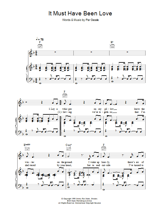Journey South It Must Have Been Love sheet music notes and chords arranged for Piano, Vocal & Guitar Chords