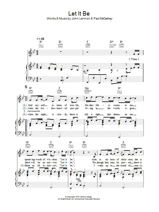 Journey South Let It Be sheet music notes and chords arranged for Piano, Vocal & Guitar Chords