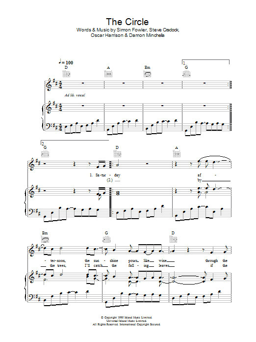 Journey South The Circle sheet music notes and chords arranged for Piano, Vocal & Guitar Chords