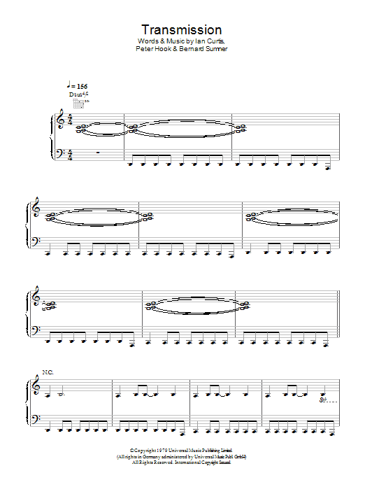 Joy Division Transmission sheet music notes and chords arranged for Piano, Vocal & Guitar Chords