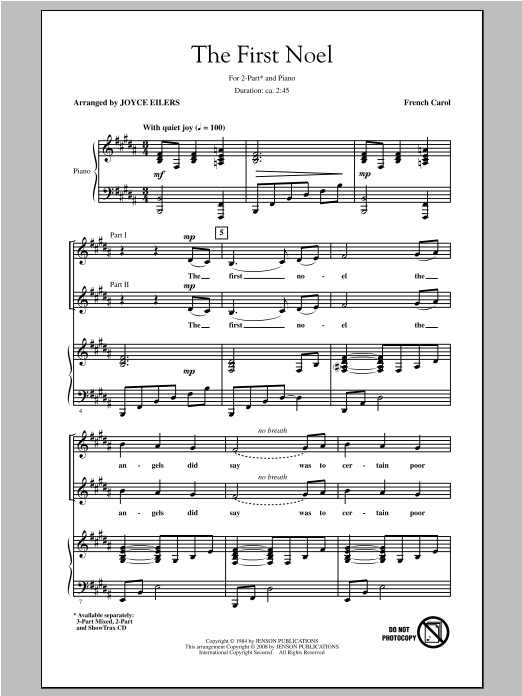 Joyce Eilers The First Noel sheet music notes and chords arranged for 3-Part Mixed Choir