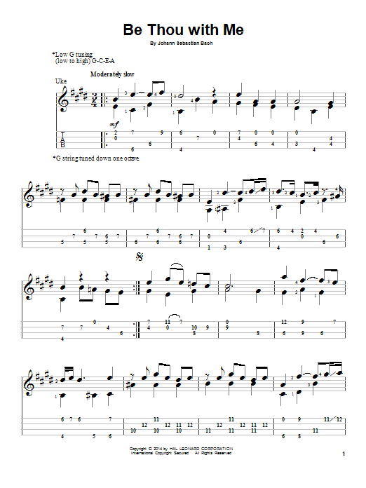 J.S. Bach Be Thou With Me sheet music notes and chords arranged for Ukulele