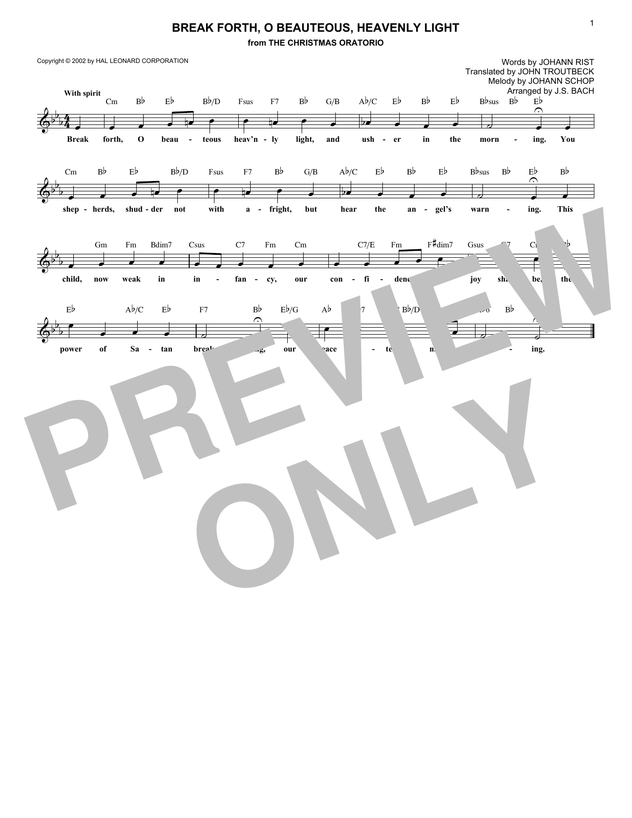 J.S. Bach Break Forth, O Beauteous, Heavenly Light sheet music notes and chords arranged for Tenor Sax Solo