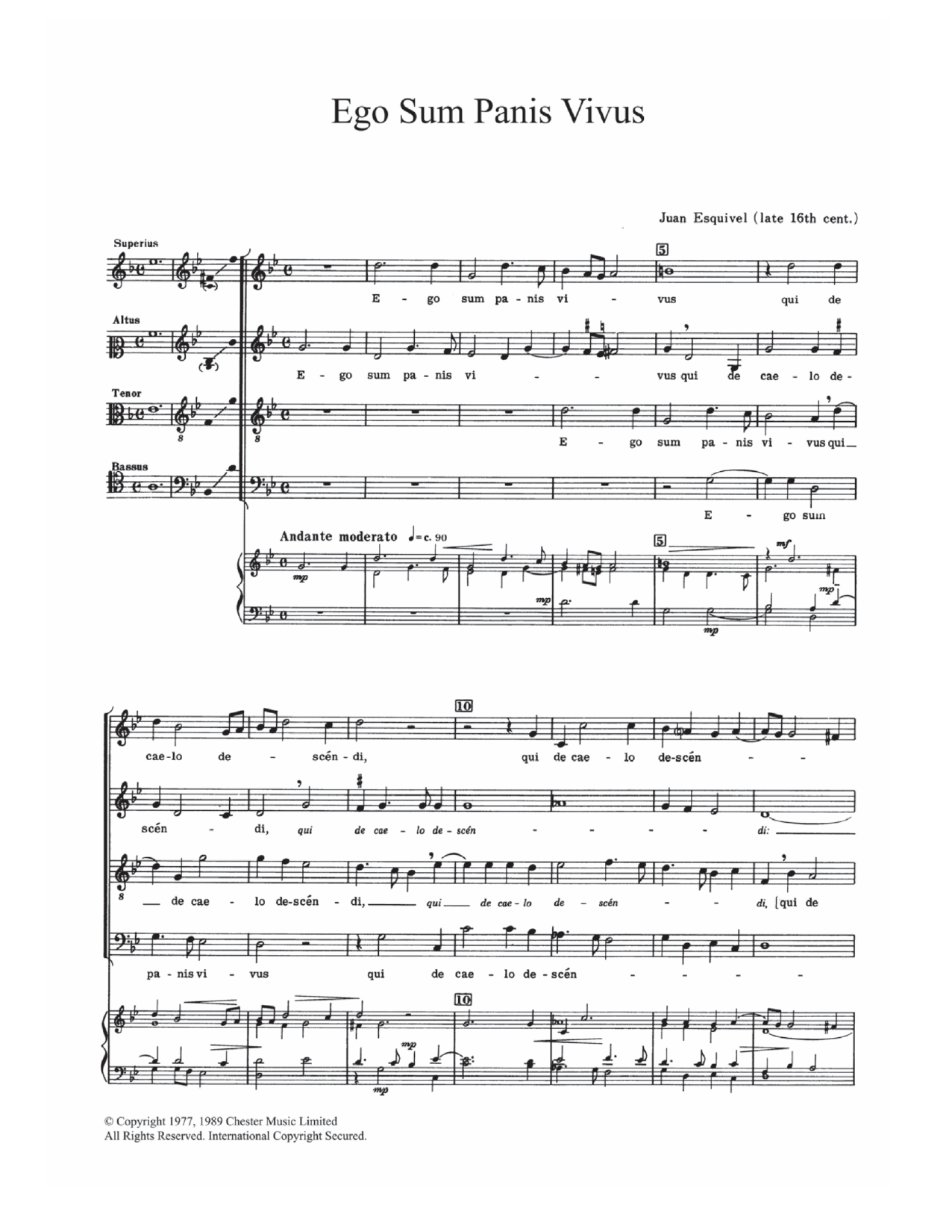 Juan Esquivel Ego Sum Panis Vivus sheet music notes and chords arranged for Choir