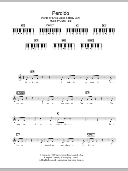 Juan Tizol Perdido sheet music notes and chords arranged for 5-Finger Piano