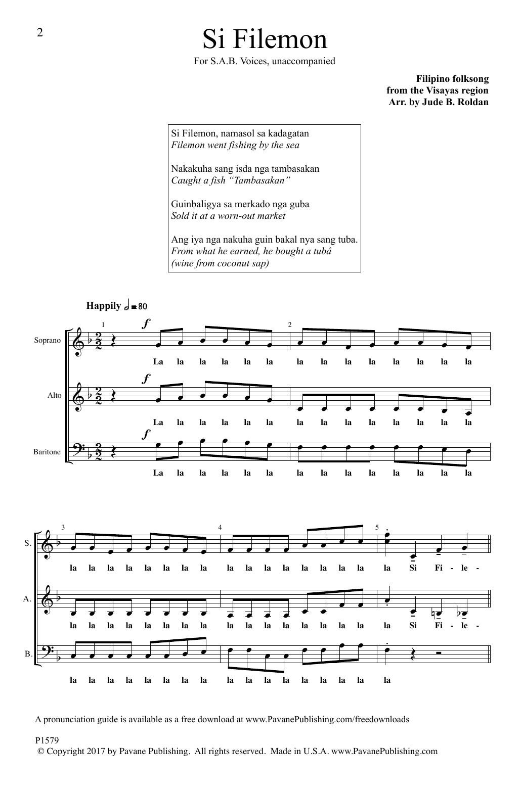 Jude B. Roldan Si Filemon sheet music notes and chords arranged for SAB Choir