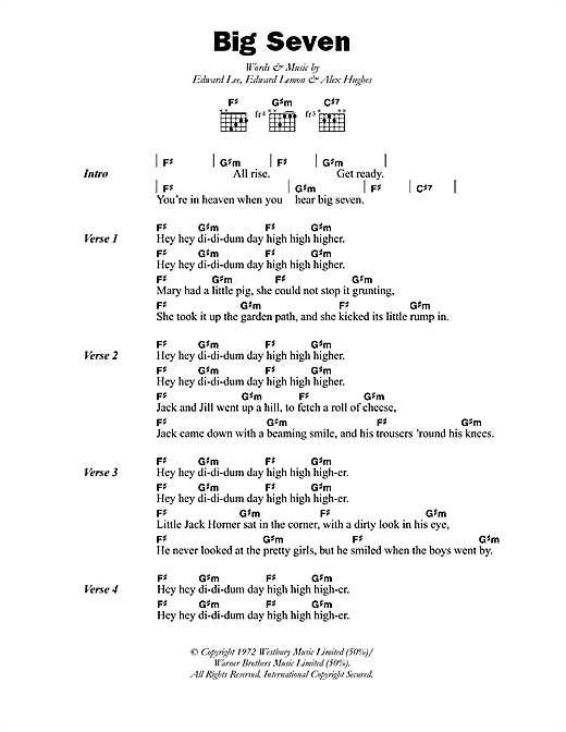 Judge Dread Big Seven sheet music notes and chords arranged for Guitar Chords/Lyrics