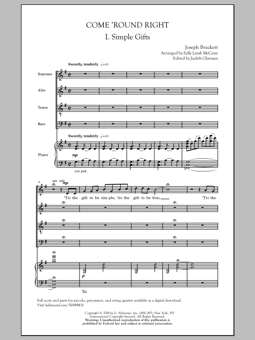 Judith Clurman COME 'ROUND RIGHT sheet music notes and chords arranged for SATB Choir