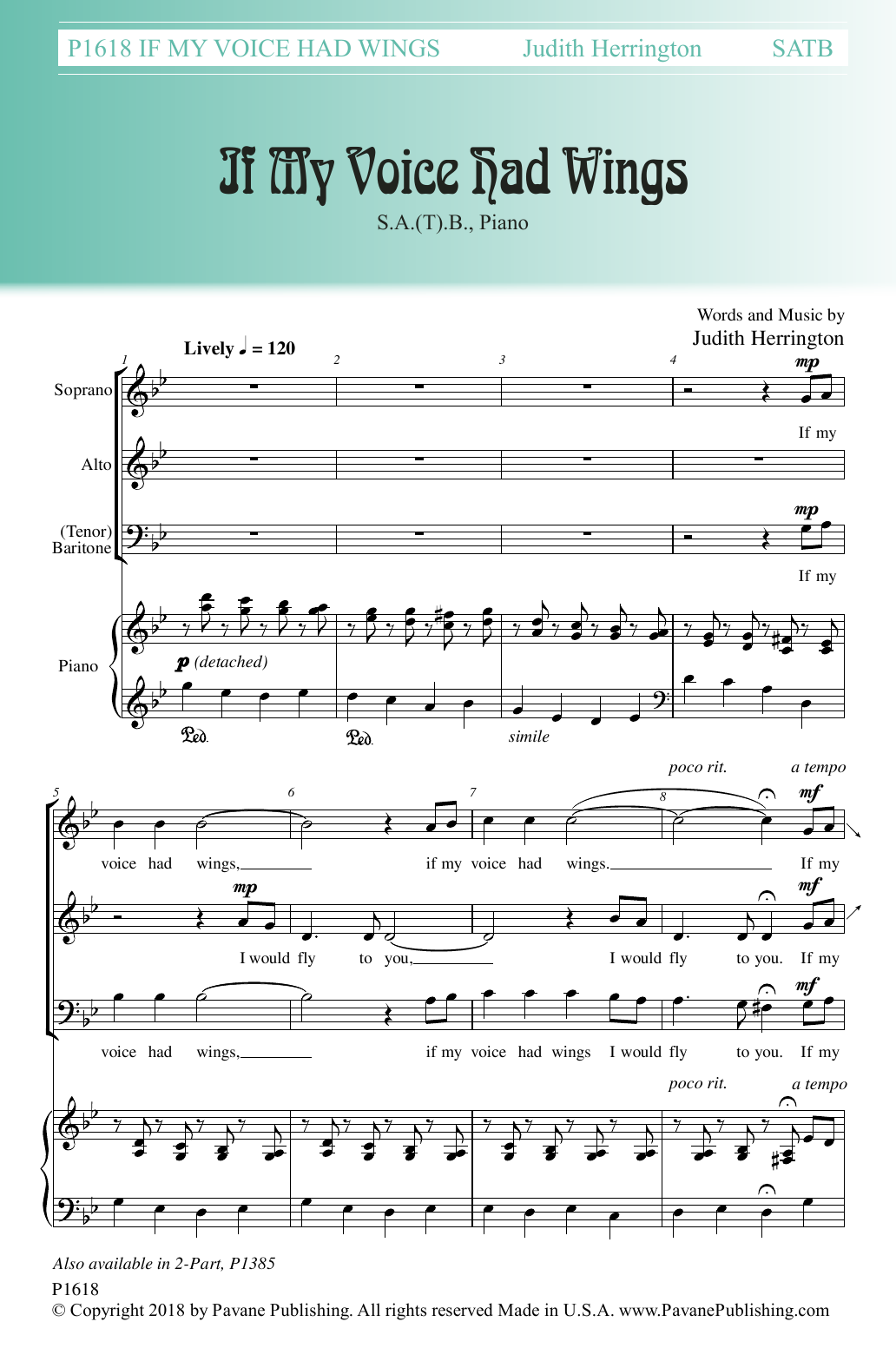 Judith Herrington If My Voice Had Wings sheet music notes and chords arranged for 2-Part Choir