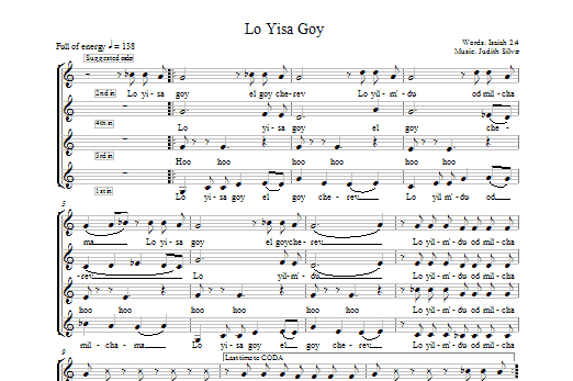 Judith Silver Lo Yisa Goy sheet music notes and chords arranged for 4-Part Choir