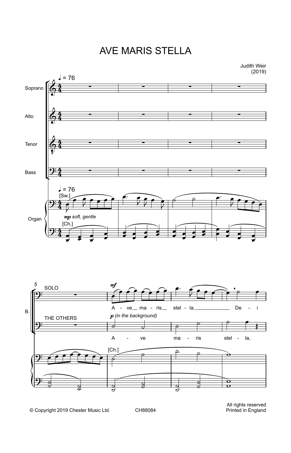Judith Weir Ave Maris Stella sheet music notes and chords arranged for SATB Choir