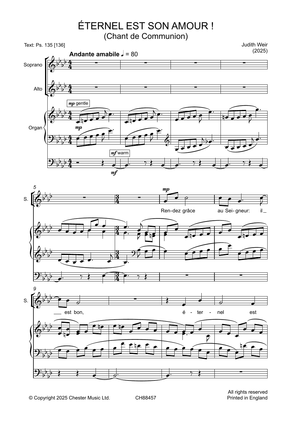 Judith Weir Éternel Est Son Amour! sheet music notes and chords arranged for Choir