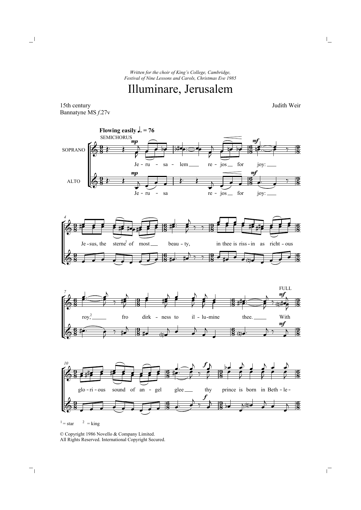 Judith Weir Illuminare Jerusalem sheet music notes and chords arranged for Choir