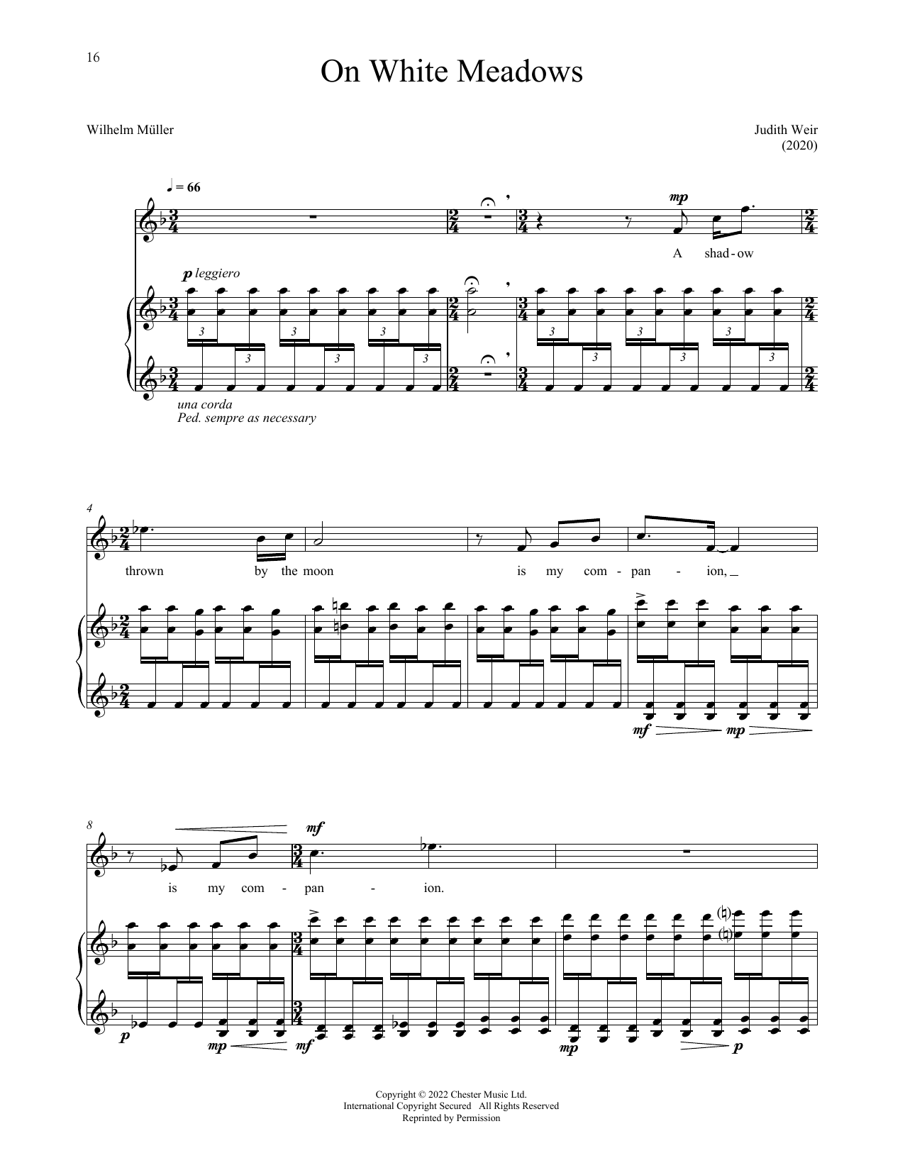 Judith Weir On White Meadows sheet music notes and chords arranged for Piano & Vocal