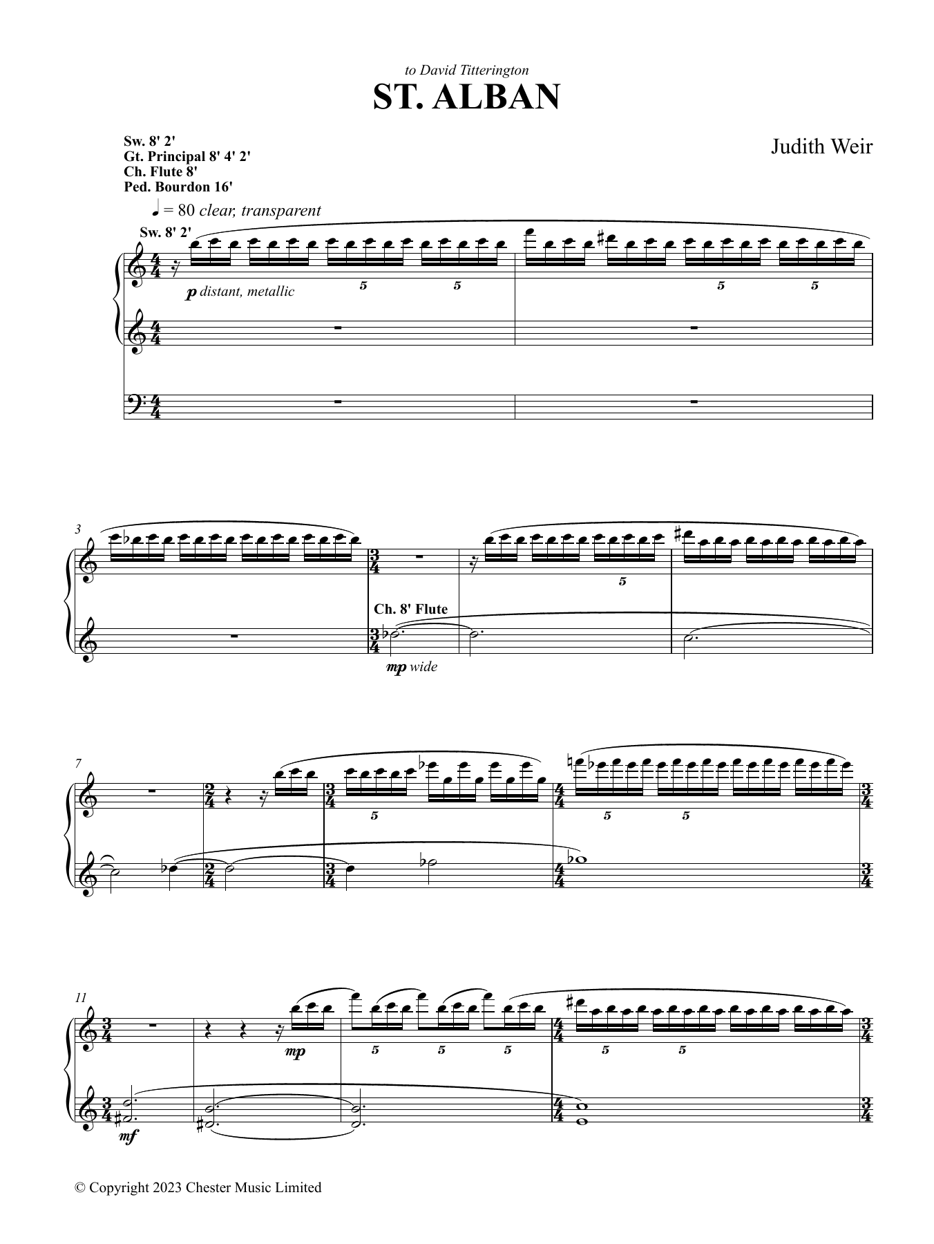 Nico Muhly St. Alban sheet music notes and chords arranged for Organ
