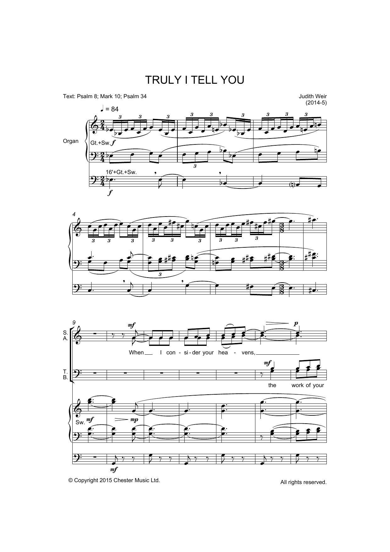 Judith Weir Truly I Tell You sheet music notes and chords arranged for Piano, Vocal & Guitar Chords