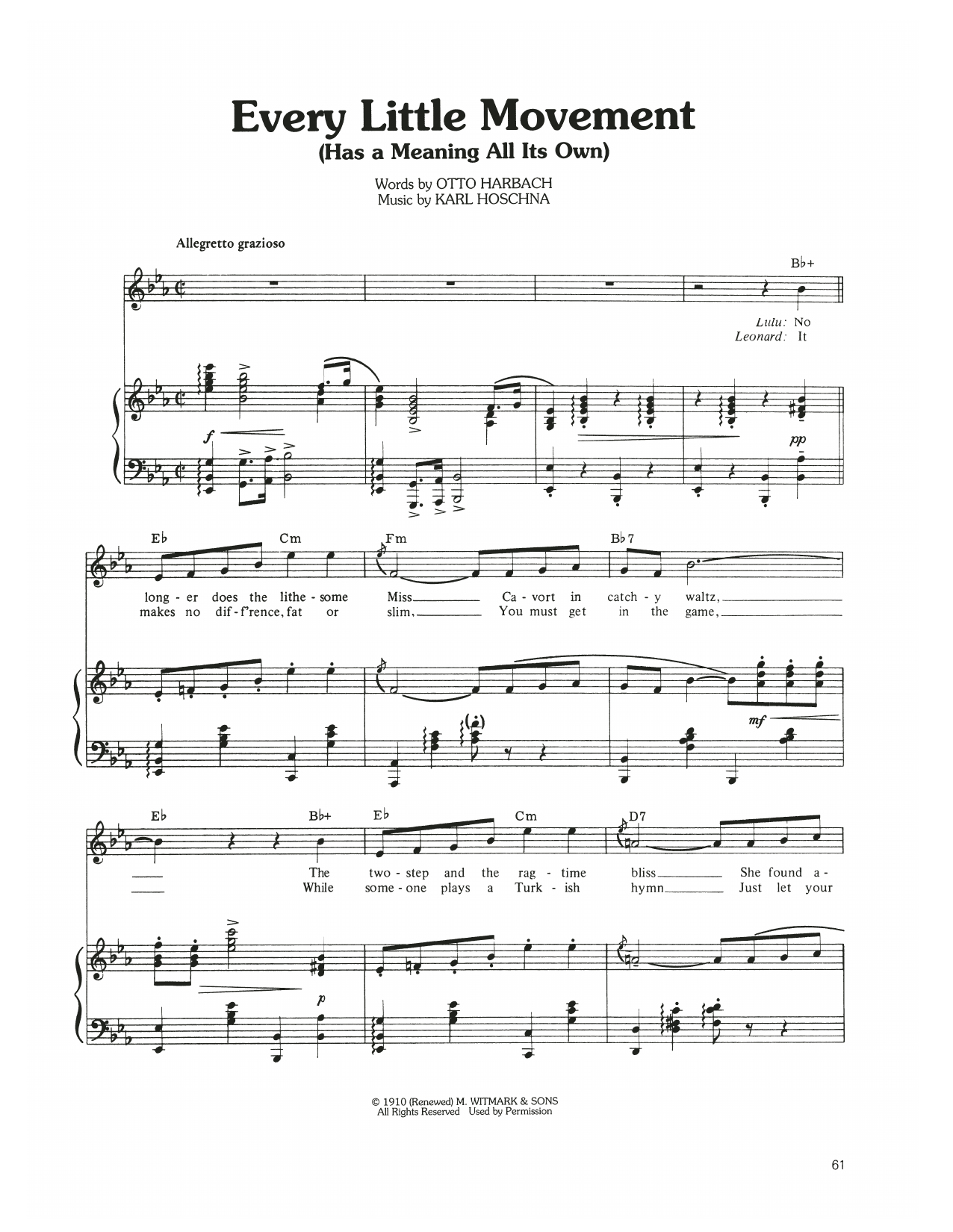 Judy Garland Every Little Movement (Has A Meaning All Its Own) sheet music notes and chords arranged for Piano, Vocal & Guitar Chords (Right-Hand Melody)