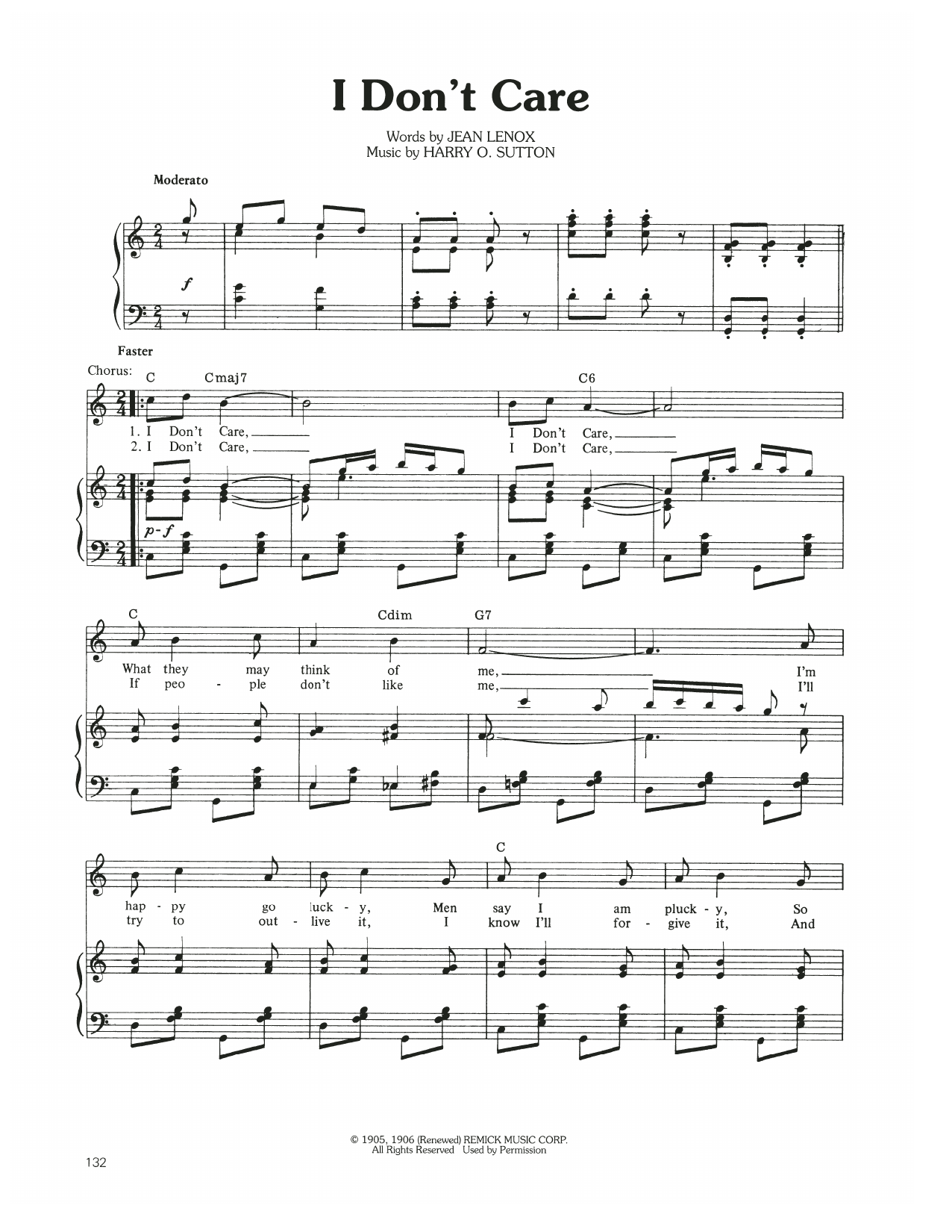 Judy Garland I Don't Care sheet music notes and chords arranged for Piano, Vocal & Guitar Chords (Right-Hand Melody)
