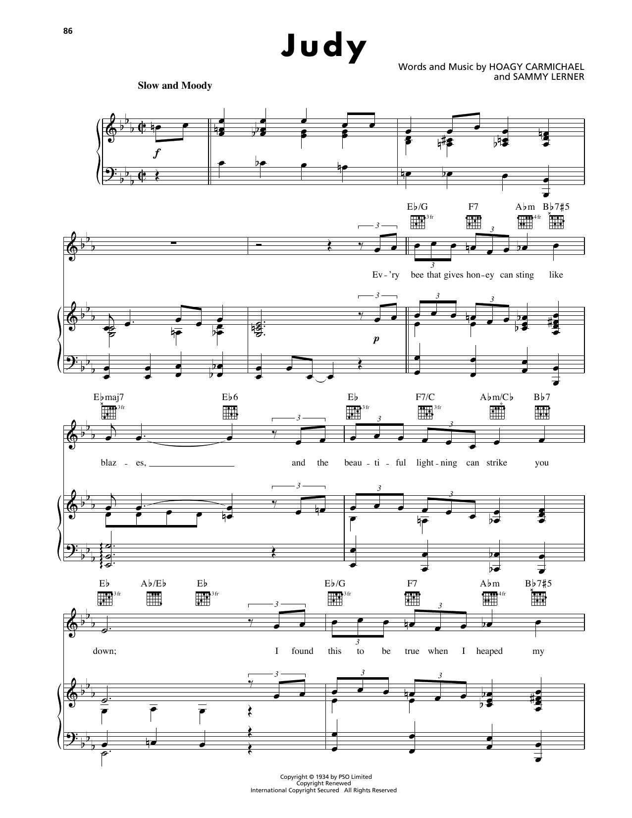 Judy Garland Judy sheet music notes and chords arranged for Piano, Vocal & Guitar Chords (Right-Hand Melody)