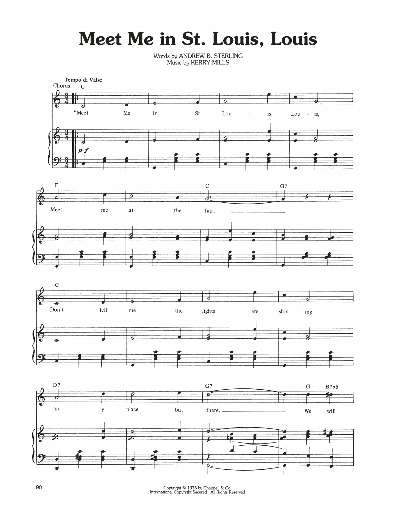 Judy Garland Meet Me In St. Louis, Louis sheet music notes and chords arranged for Piano, Vocal & Guitar Chords (Right-Hand Melody)