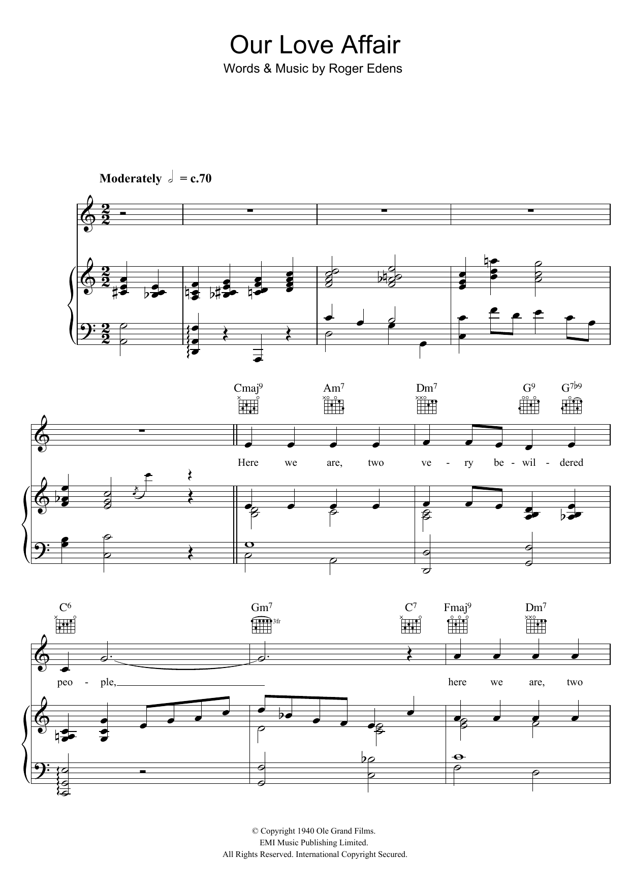 Judy Garland Our Love Affair sheet music notes and chords arranged for Piano, Vocal & Guitar Chords