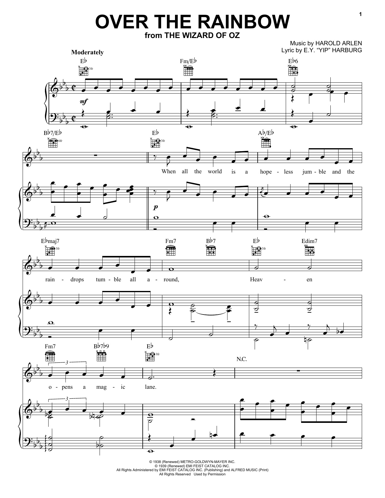 Judy Garland Over The Rainbow sheet music notes and chords arranged for Guitar Ensemble