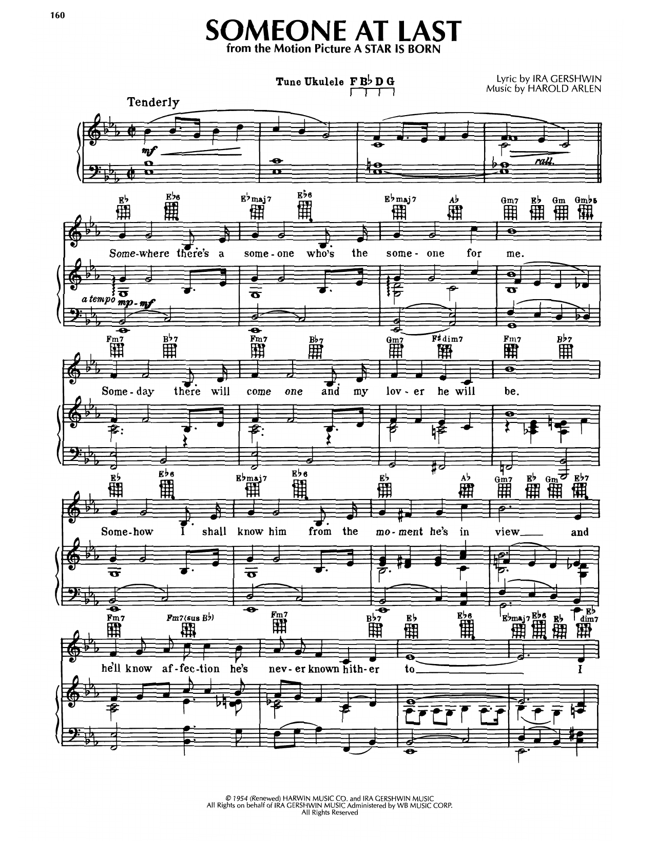 Judy Garland Someone At Last (from A Star Is Born) (1954) sheet music notes and chords arranged for Piano, Vocal & Guitar Chords (Right-Hand Melody)