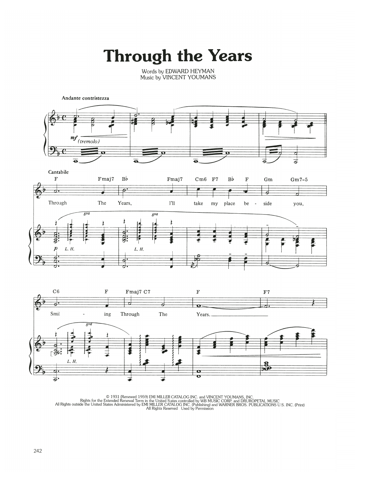 Judy Garland Through The Years sheet music notes and chords arranged for Piano, Vocal & Guitar Chords (Right-Hand Melody)