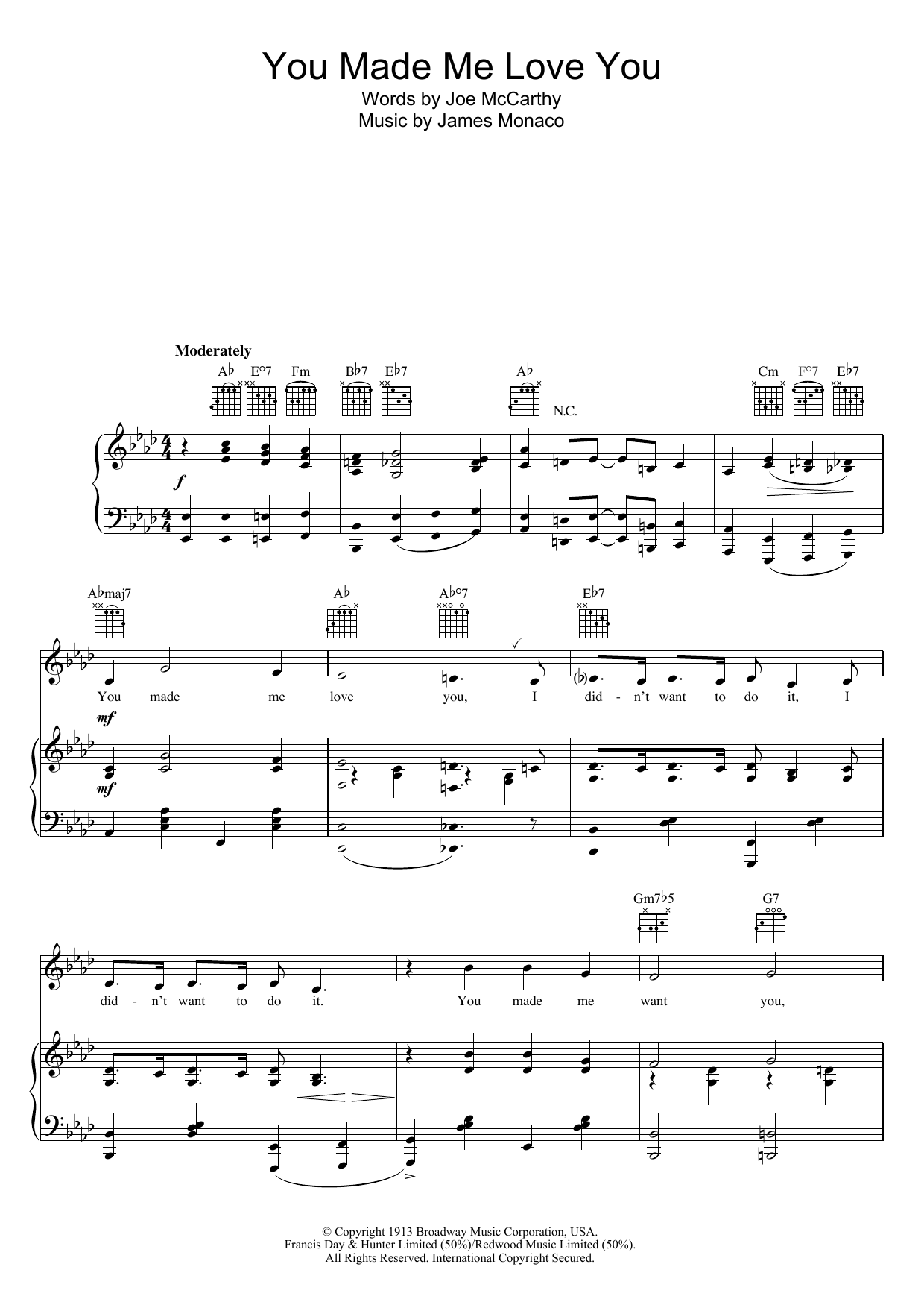 Judy Garland You Made Me Love You (I Didn't Want To Do It) sheet music notes and chords arranged for Piano & Vocal