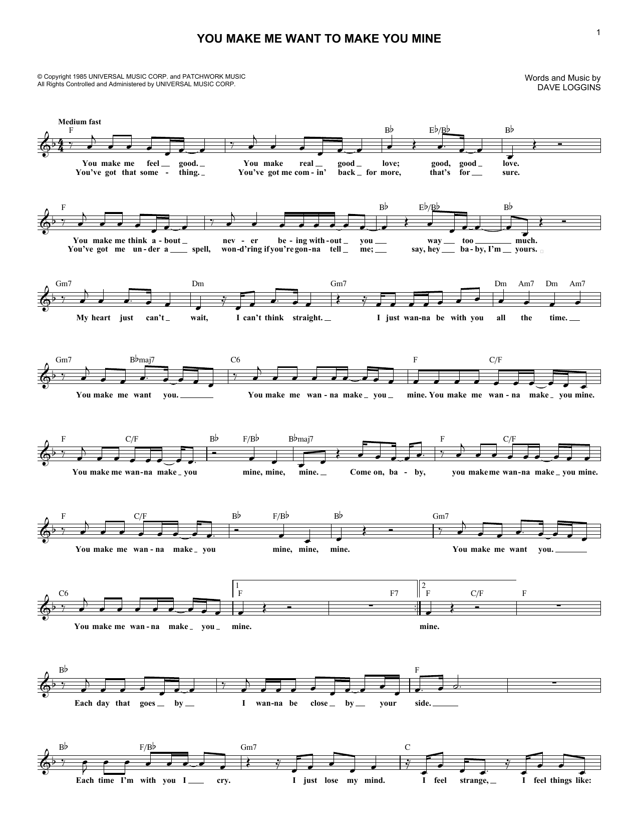 Juice Newton You Make Me Want To Make You Mine sheet music notes and chords arranged for Lead Sheet / Fake Book