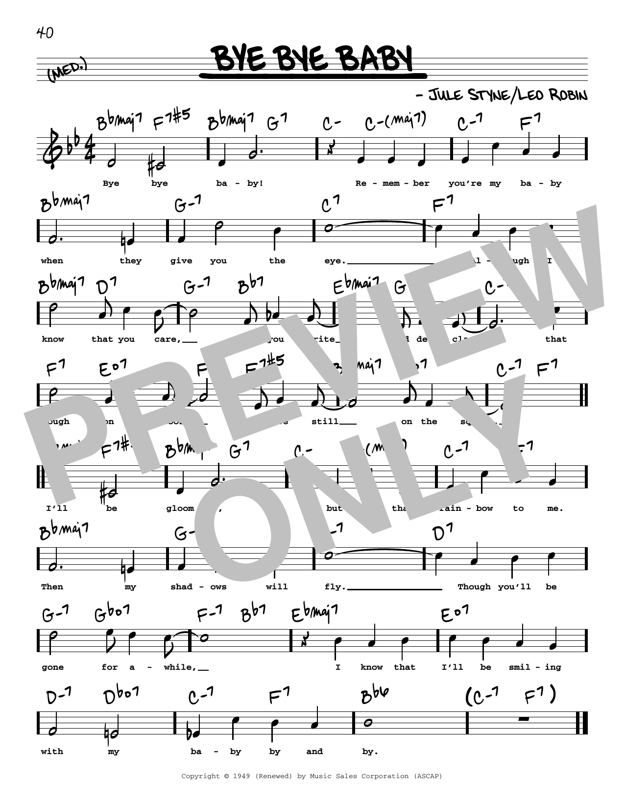Jule Styne and Leo Robin Bye Bye Baby (High Voice) (from Gentlemen Prefer Blondes) sheet music notes and chords arranged for Real Book – Melody, Lyrics & Chords