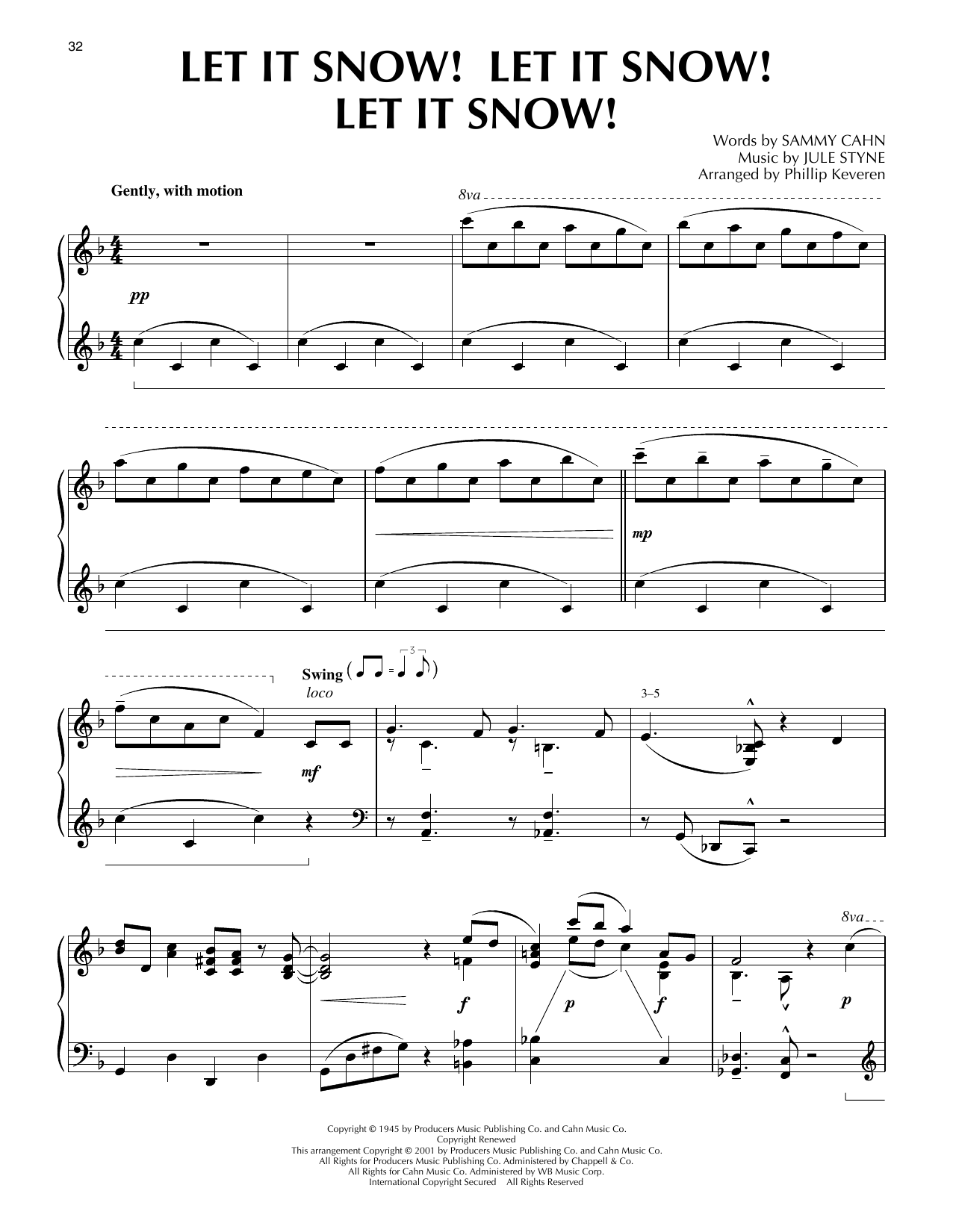 Jule Styne and Sammy Cahn Let It Snow! Let It Snow! Let It Snow! [Jazz version] (arr. Phillip Keveren) sheet music notes and chords arranged for Piano Solo
