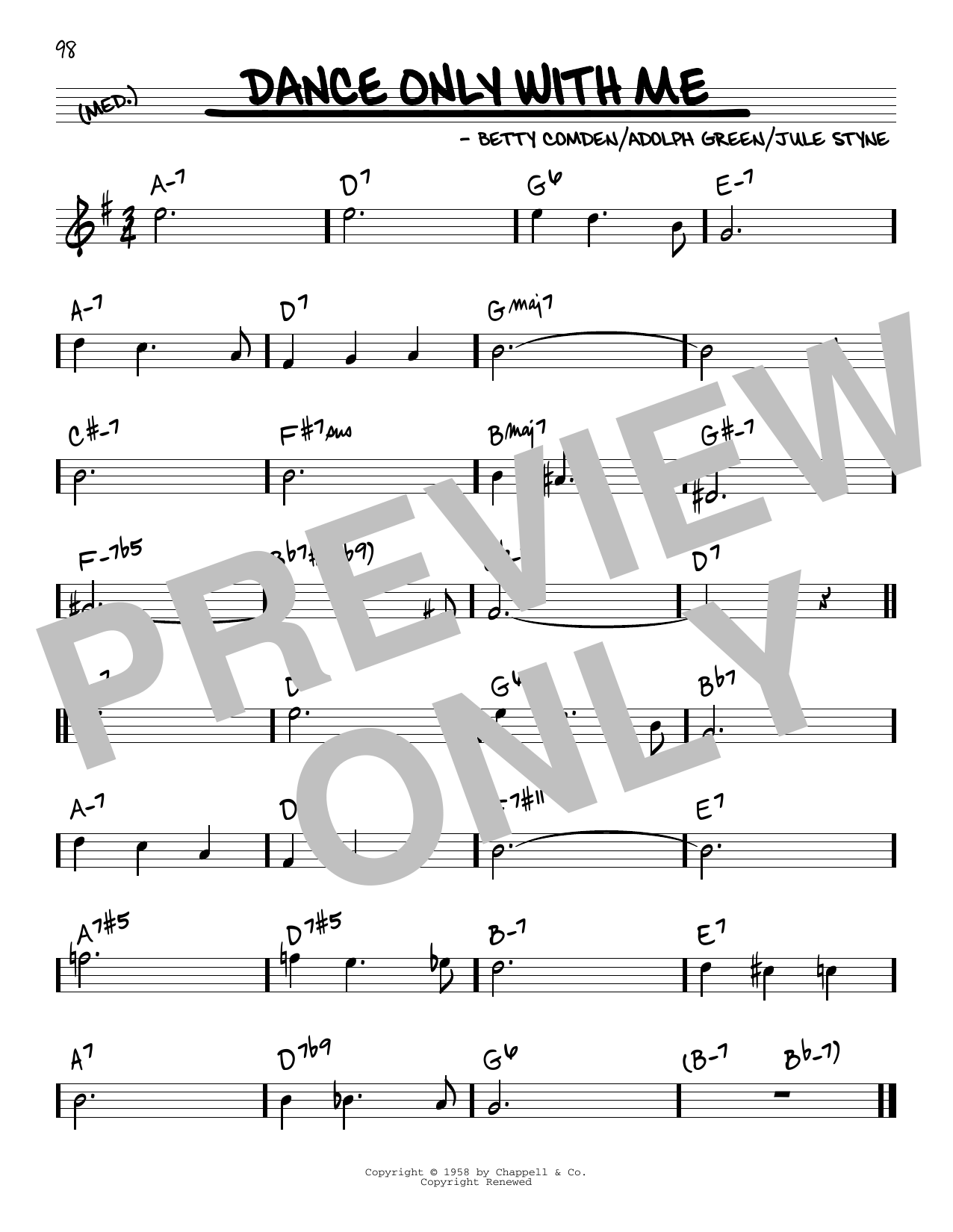 Jule Styne Dance Only With Me sheet music notes and chords arranged for Real Book – Melody & Chords