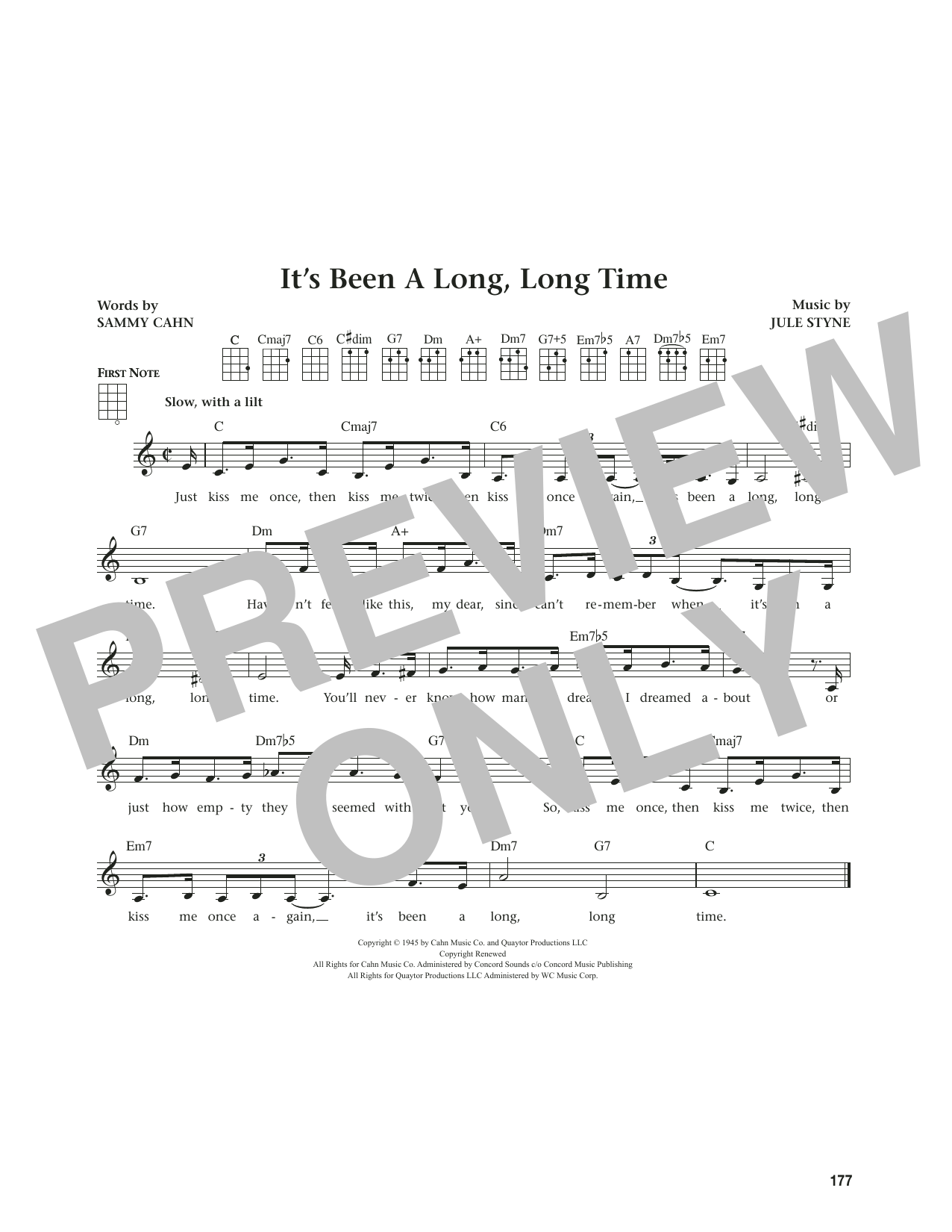 Jule Styne It's Been A Long, Long Time (from The Daily Ukulele) (arr. Jim Beloff) sheet music notes and chords arranged for Ukulele