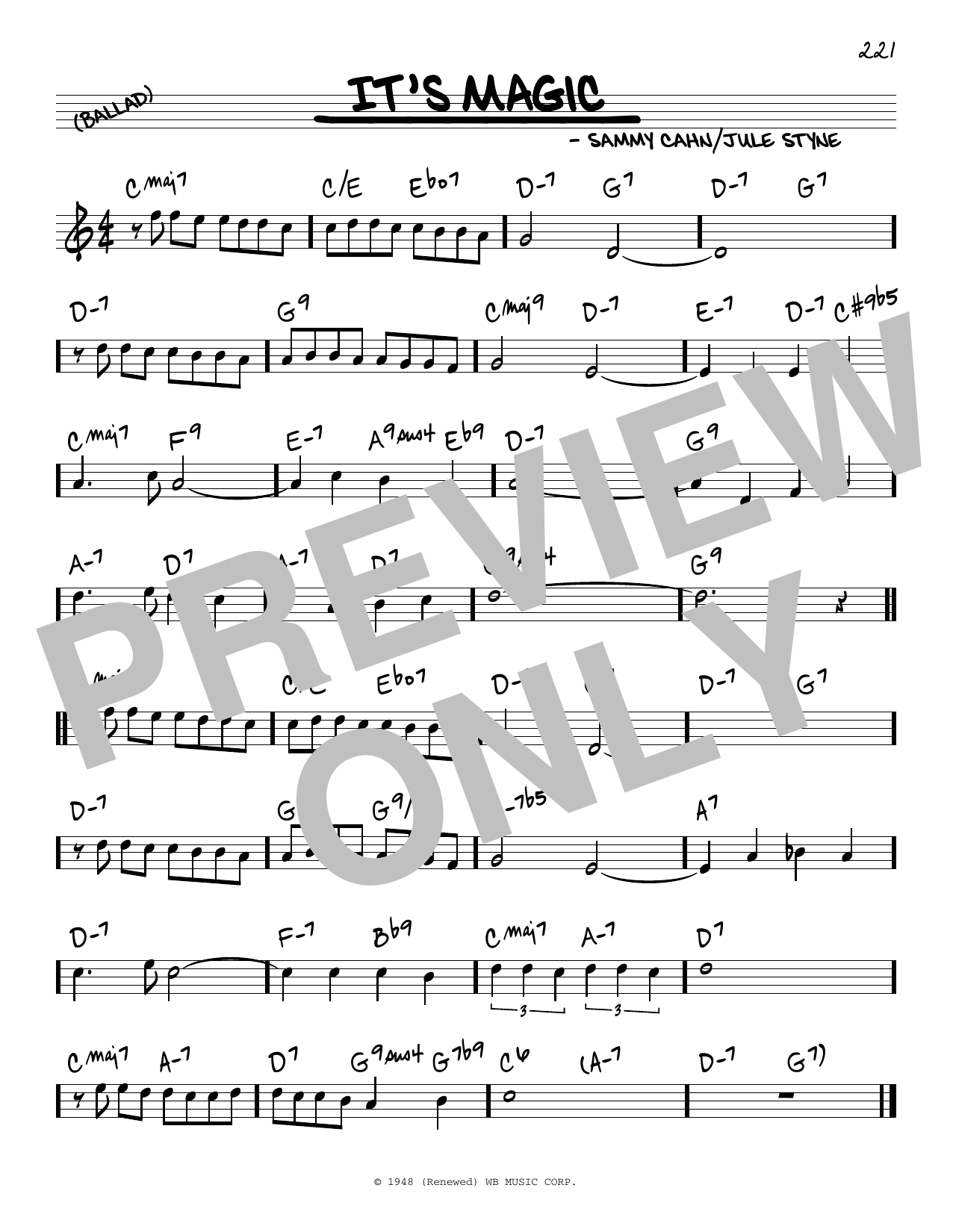 Jule Styne It's Magic sheet music notes and chords arranged for Real Book – Melody & Chords