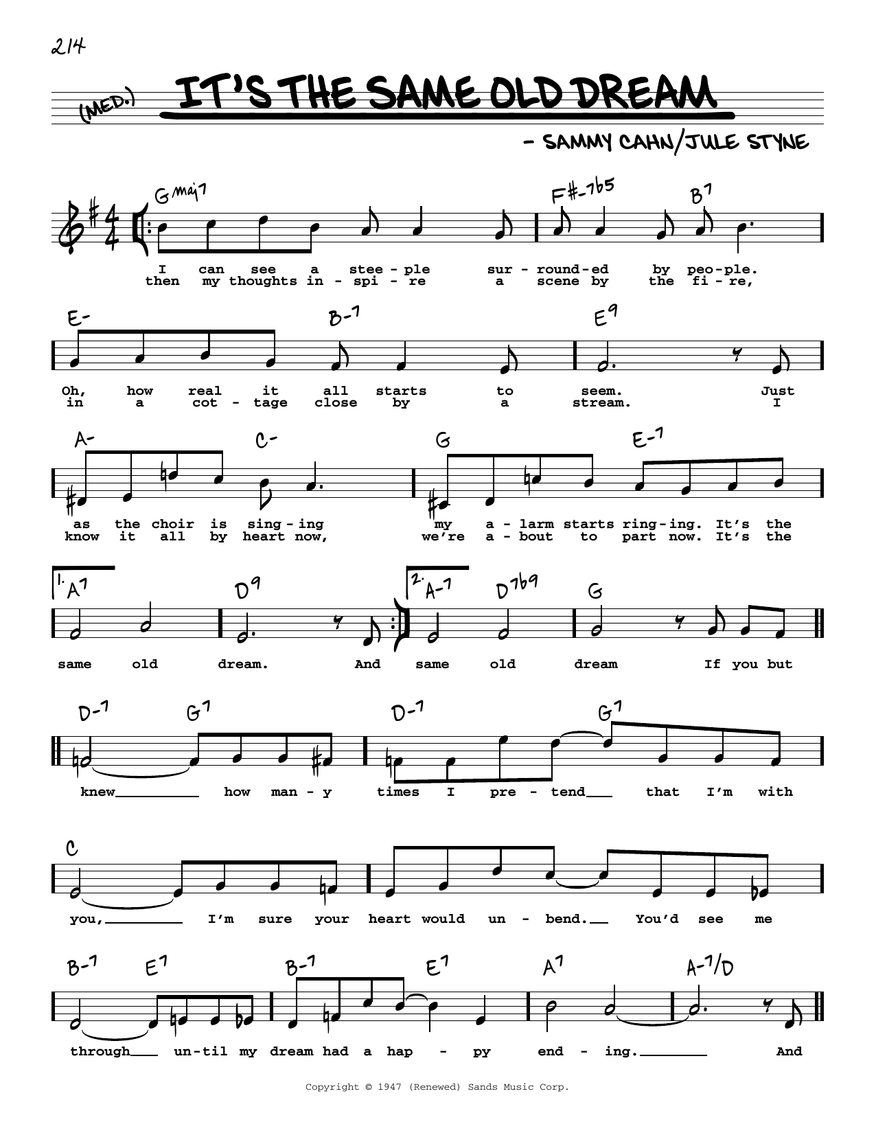 Jule Styne It's The Same Old Dream (High Voice) sheet music notes and chords arranged for Real Book – Melody, Lyrics & Chords