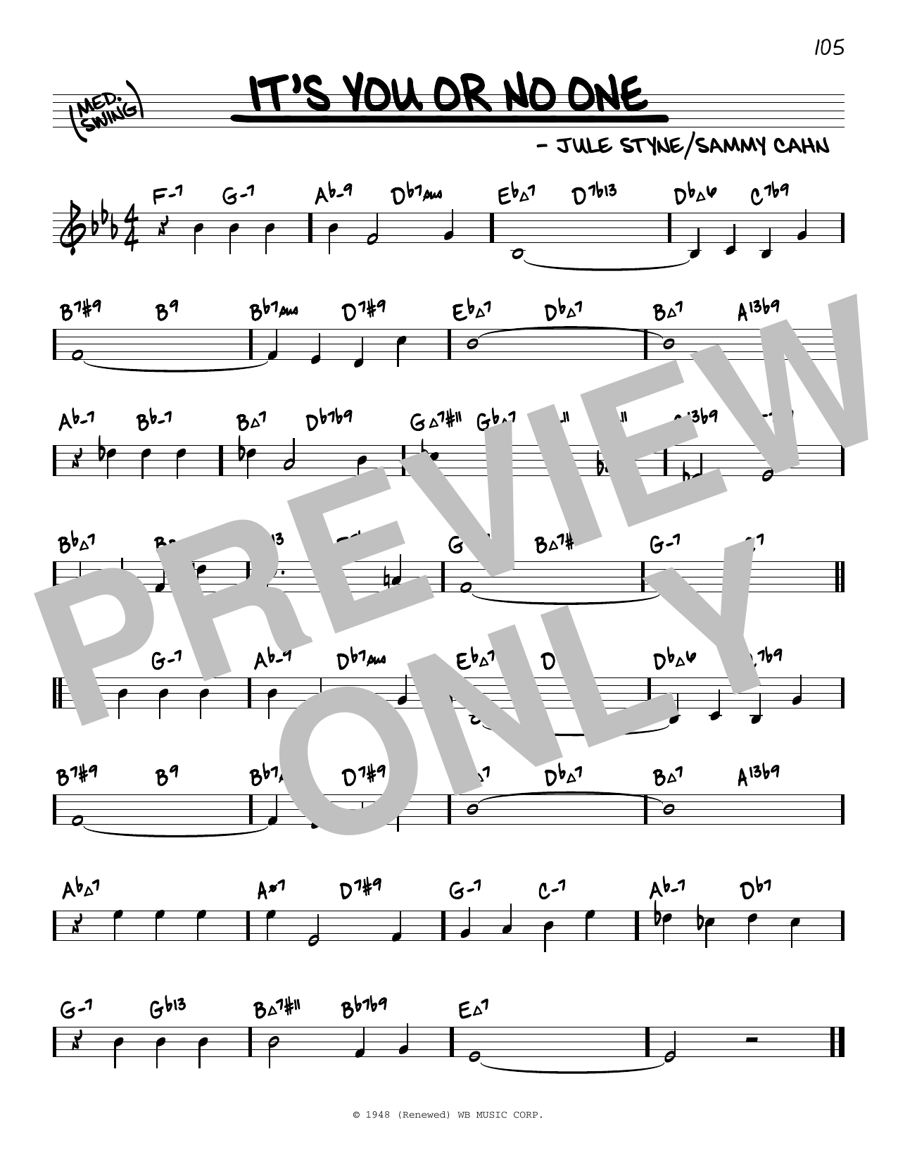 Jule Styne It's You Or No One (arr. David Hazeltine) sheet music notes and chords arranged for Real Book – Enhanced Chords