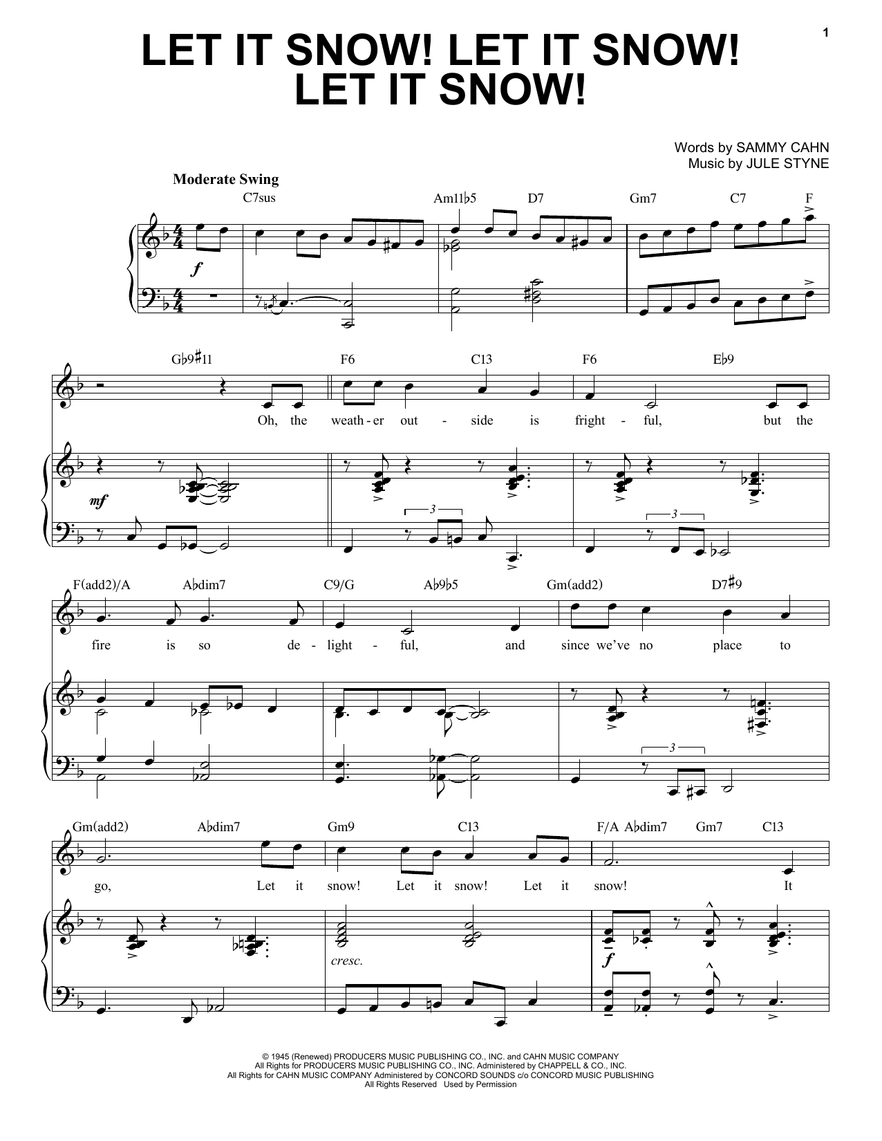 Jule Styne Let It Snow! Let It Snow! Let It Snow! [Jazz Version] (arr. Brent Edstrom) sheet music notes and chords arranged for Piano & Vocal