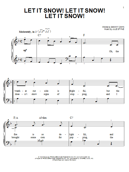 Jule Styne Let It Snow! Let It Snow! Let It Snow! sheet music notes and chords arranged for Easy Guitar Tab