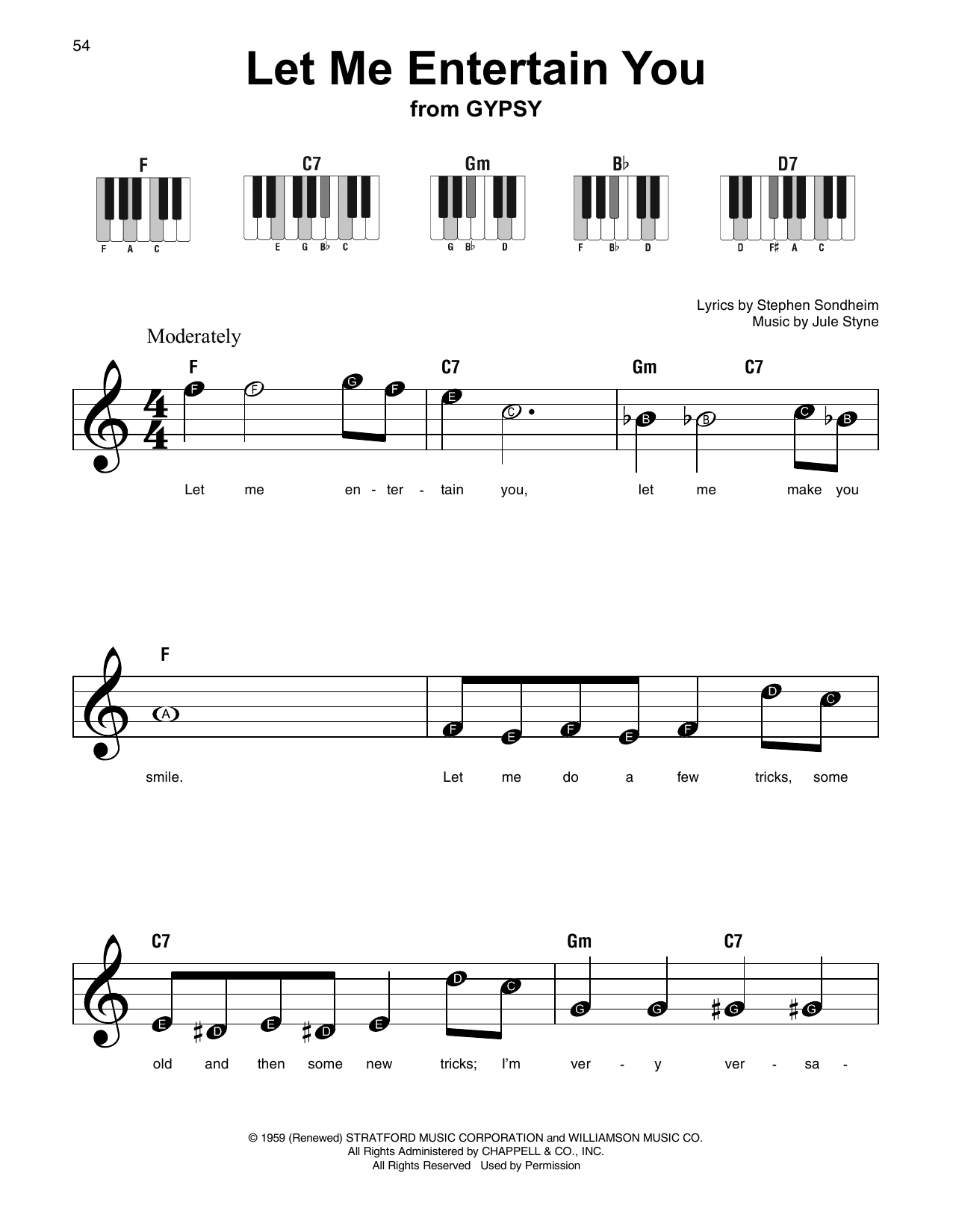 Jule Styne Let Me Entertain You sheet music notes and chords arranged for Super Easy Piano