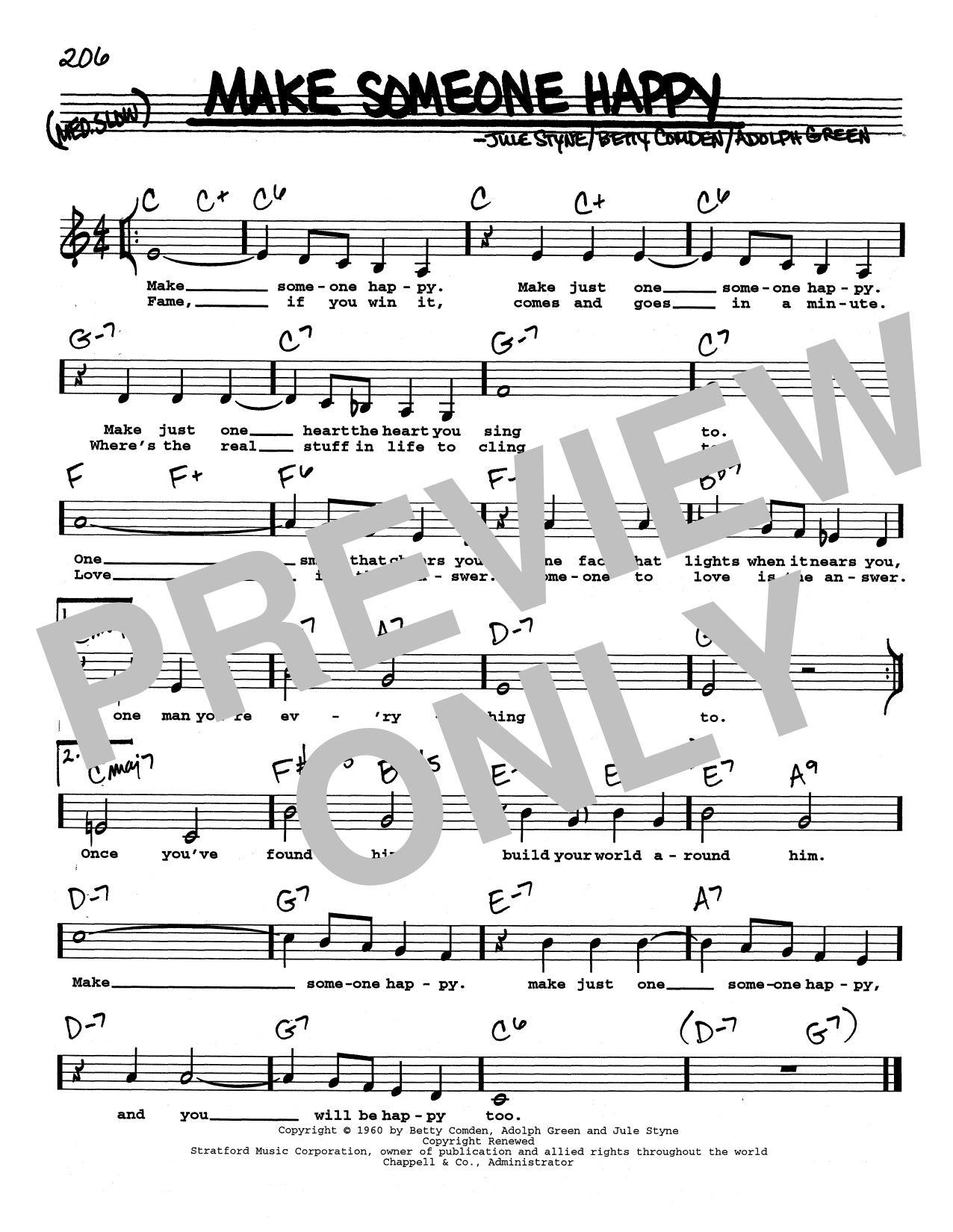 Jule Styne Make Someone Happy (Low Voice) sheet music notes and chords arranged for Real Book – Melody, Lyrics & Chords